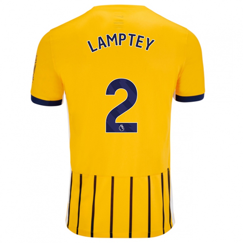 Niño Camiseta Tariq Lamptey #2 Dorado Azul Rayas 2ª Equipación 2024/25 La Camisa