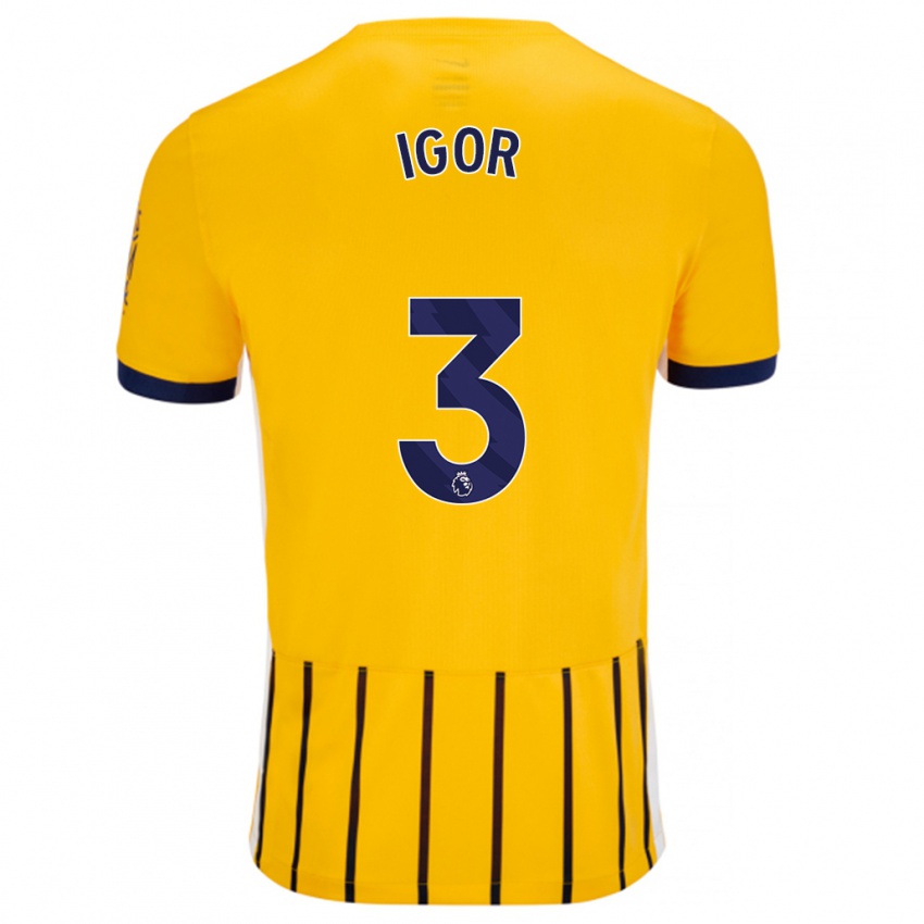 Niño Camiseta Igor #3 Dorado Azul Rayas 2ª Equipación 2024/25 La Camisa