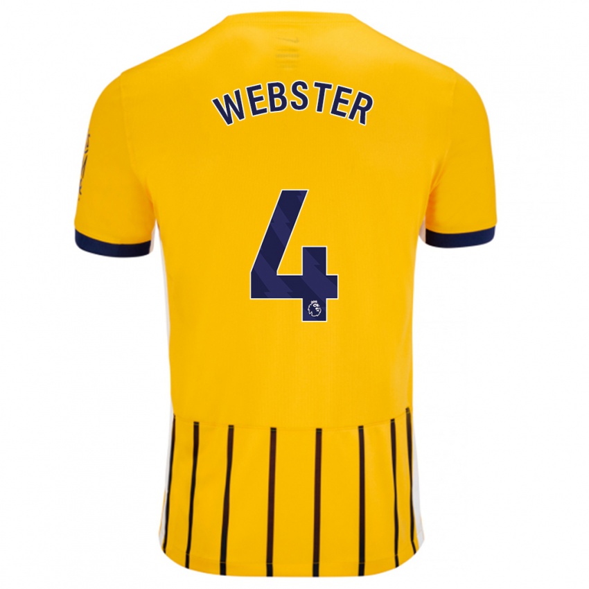 Niño Camiseta Adam Webster #4 Dorado Azul Rayas 2ª Equipación 2024/25 La Camisa