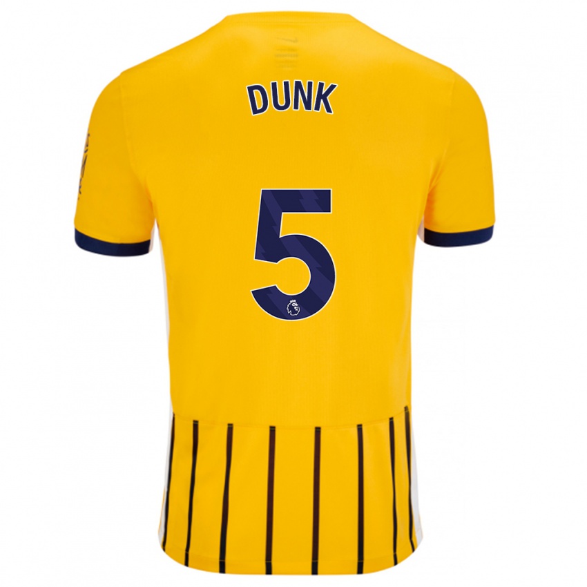 Niño Camiseta Lewis Dunk #5 Dorado Azul Rayas 2ª Equipación 2024/25 La Camisa