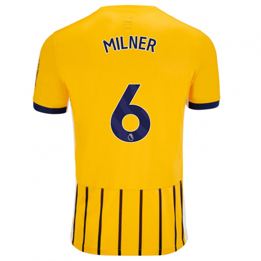 Niño Camiseta James Milner #6 Dorado Azul Rayas 2ª Equipación 2024/25 La Camisa