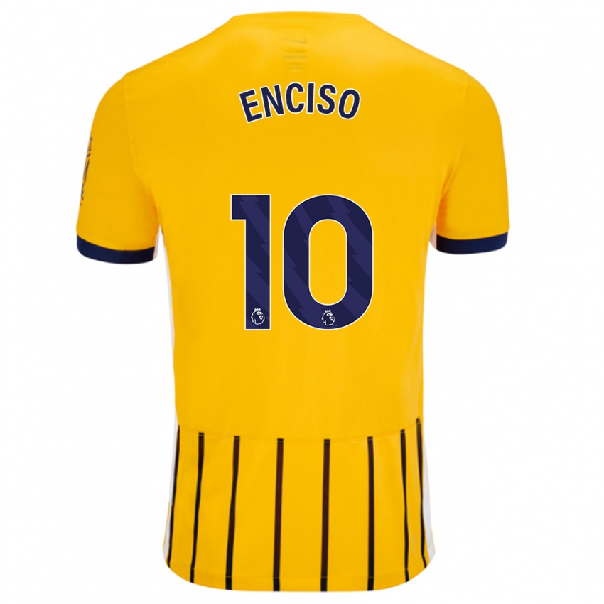 Niño Camiseta Julio Enciso #10 Dorado Azul Rayas 2ª Equipación 2024/25 La Camisa