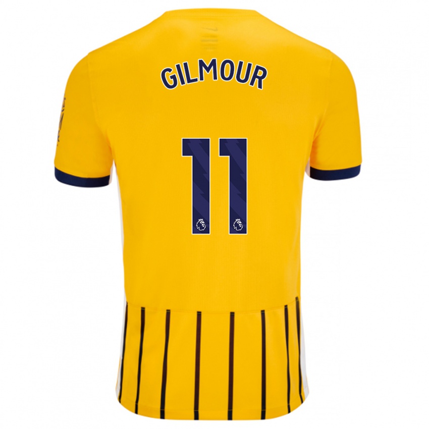 Niño Camiseta Billy Gilmour #11 Dorado Azul Rayas 2ª Equipación 2024/25 La Camisa