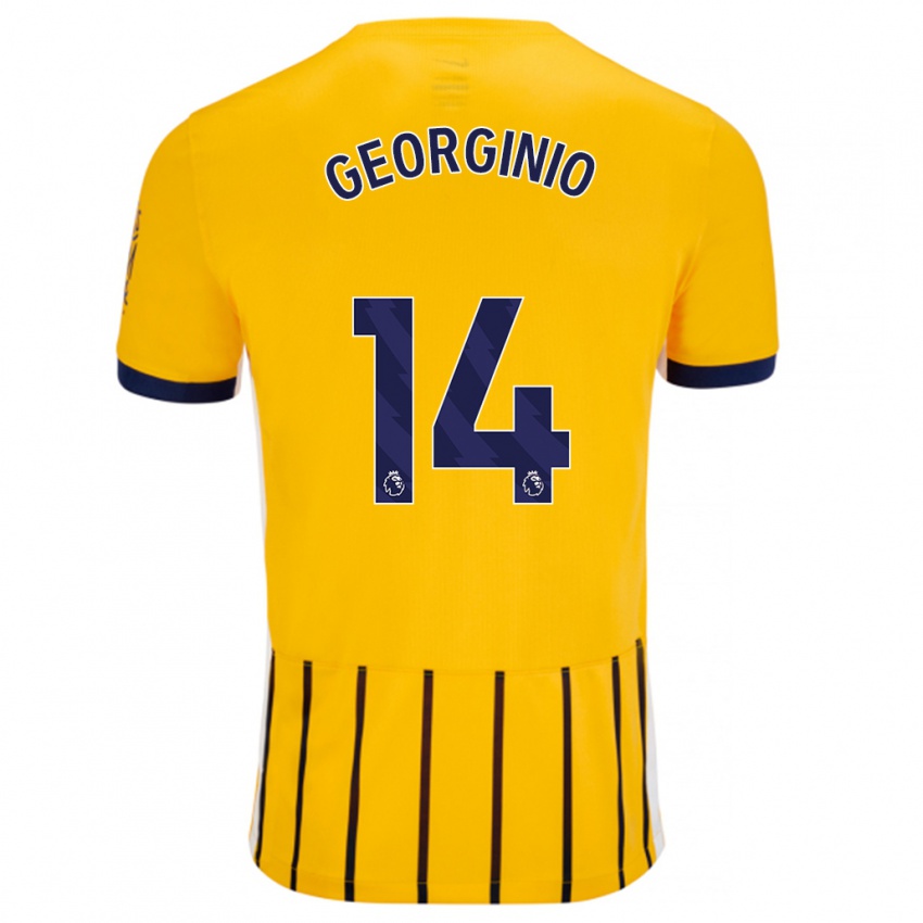 Niño Camiseta Georginio Rutter #14 Dorado Azul Rayas 2ª Equipación 2024/25 La Camisa