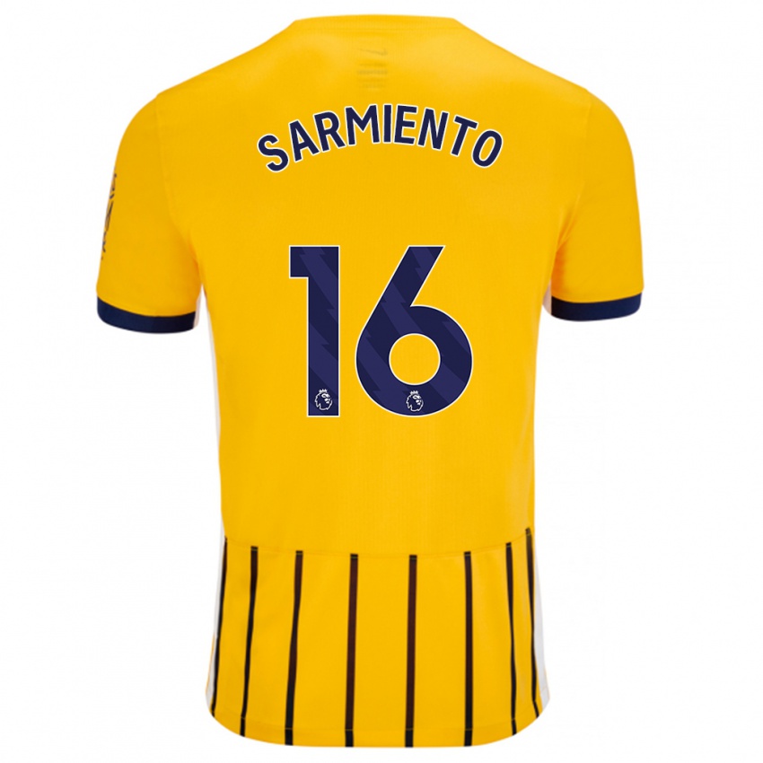 Niño Camiseta Jeremy Sarmiento #16 Dorado Azul Rayas 2ª Equipación 2024/25 La Camisa