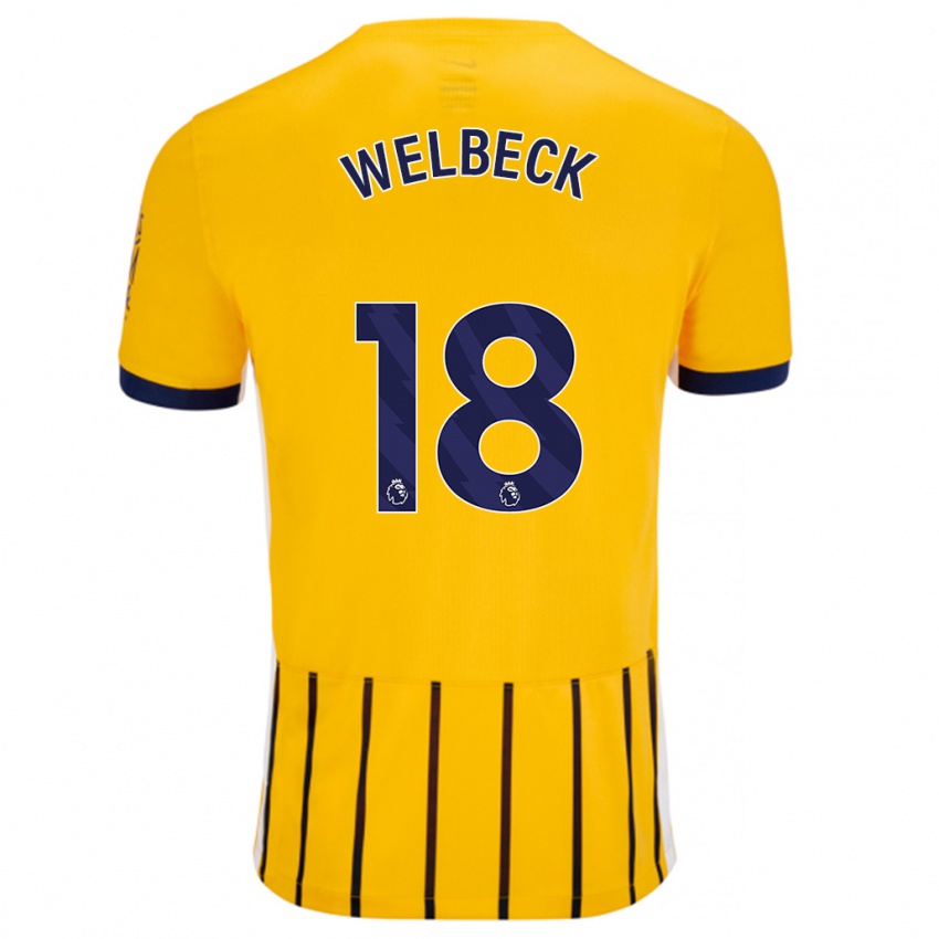 Niño Camiseta Danny Welbeck #18 Dorado Azul Rayas 2ª Equipación 2024/25 La Camisa