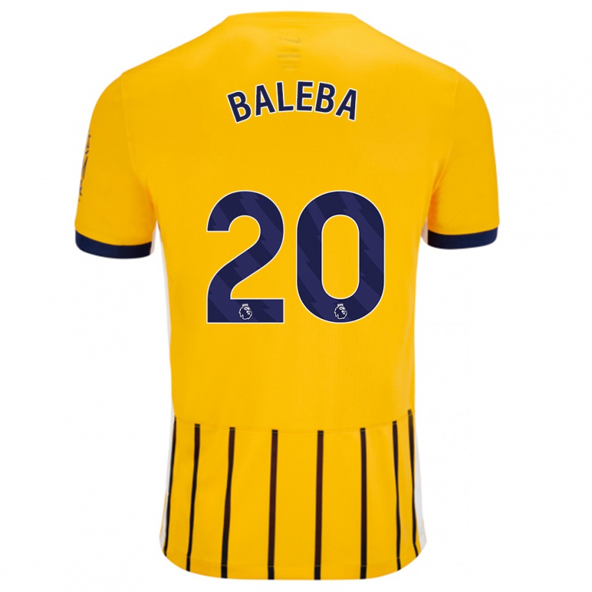 Niño Camiseta Carlos Baleba #20 Dorado Azul Rayas 2ª Equipación 2024/25 La Camisa