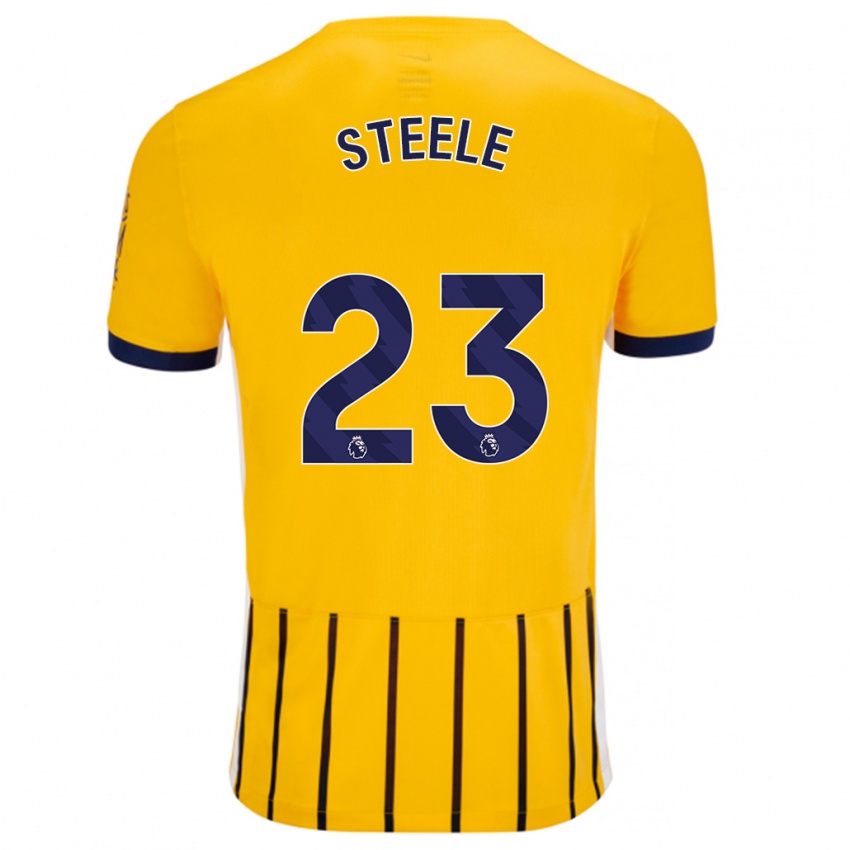 Niño Camiseta Jason Steele #23 Dorado Azul Rayas 2ª Equipación 2024/25 La Camisa