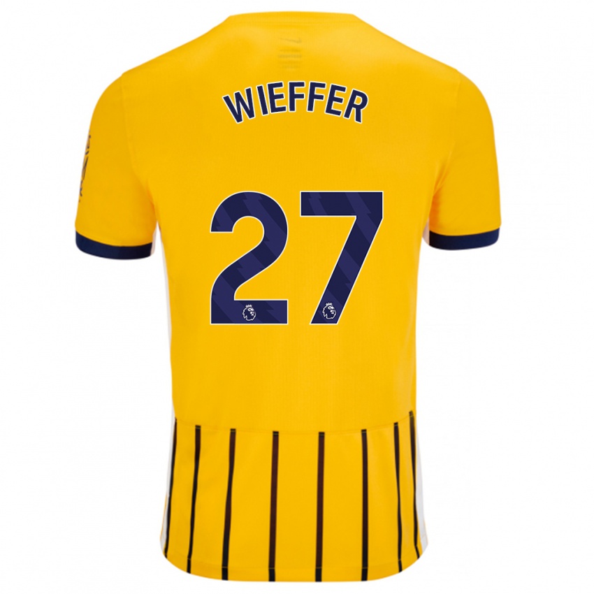 Niño Camiseta Mats Wieffer #27 Dorado Azul Rayas 2ª Equipación 2024/25 La Camisa