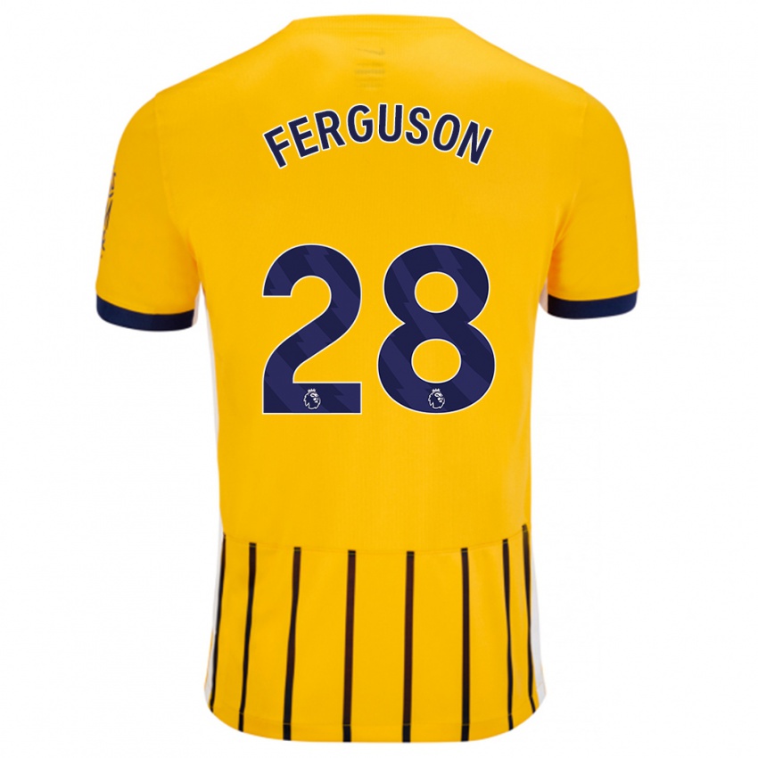 Niño Camiseta Evan Ferguson #28 Dorado Azul Rayas 2ª Equipación 2024/25 La Camisa