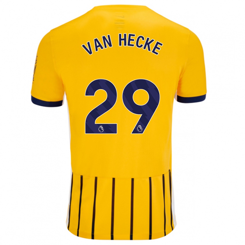 Niño Camiseta Jan Paul Van Hecke #29 Dorado Azul Rayas 2ª Equipación 2024/25 La Camisa