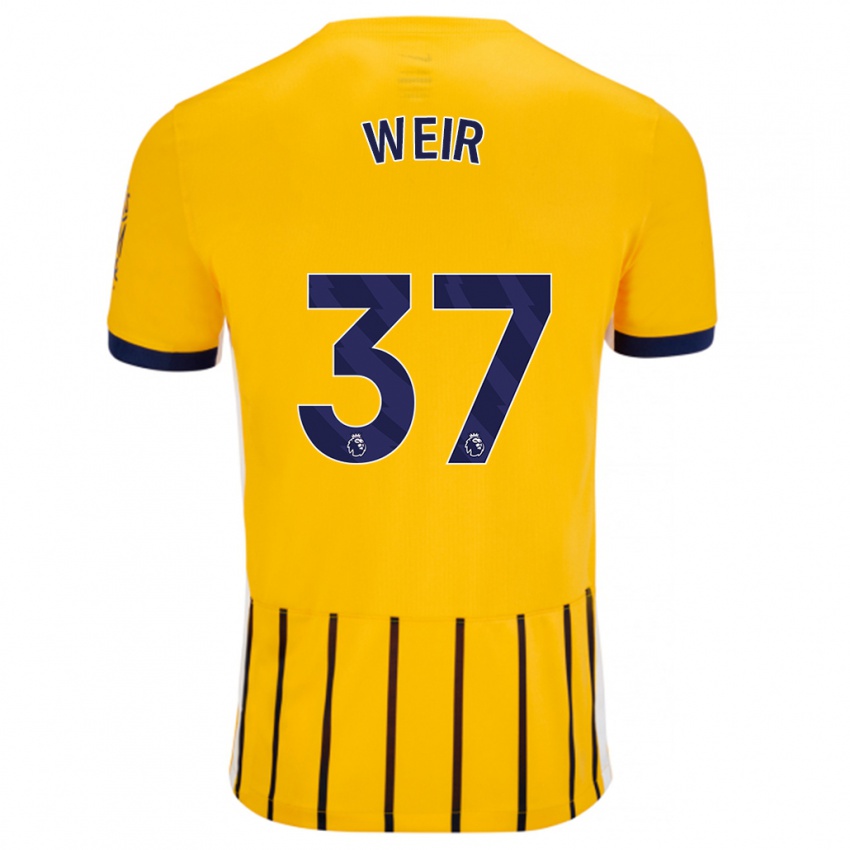 Niño Camiseta Jensen Weir #37 Dorado Azul Rayas 2ª Equipación 2024/25 La Camisa