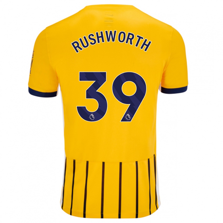 Niño Camiseta Carl Rushworth #39 Dorado Azul Rayas 2ª Equipación 2024/25 La Camisa