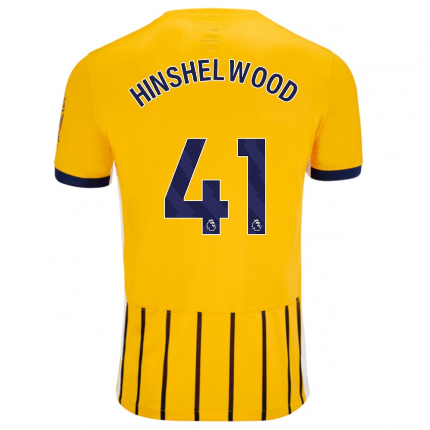 Niño Camiseta Jack Hinshelwood #41 Dorado Azul Rayas 2ª Equipación 2024/25 La Camisa