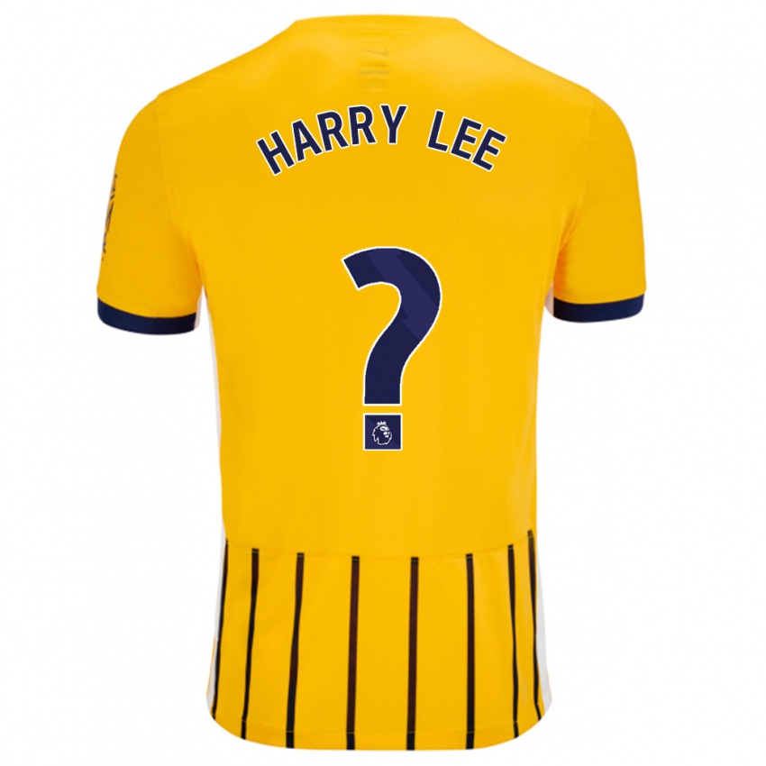 Niño Camiseta Harry Lee #0 Dorado Azul Rayas 2ª Equipación 2024/25 La Camisa