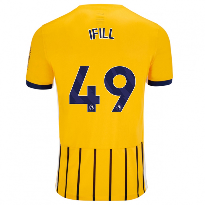 Niño Camiseta Marcus Ifill #49 Dorado Azul Rayas 2ª Equipación 2024/25 La Camisa