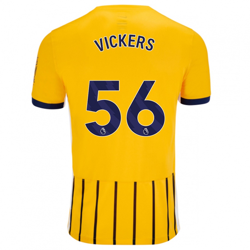 Niño Camiseta Caylan Vickers #56 Dorado Azul Rayas 2ª Equipación 2024/25 La Camisa