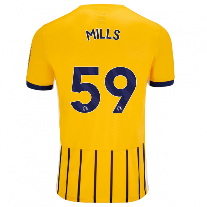 Niño Camiseta Harry Mills #59 Dorado Azul Rayas 2ª Equipación 2024/25 La Camisa