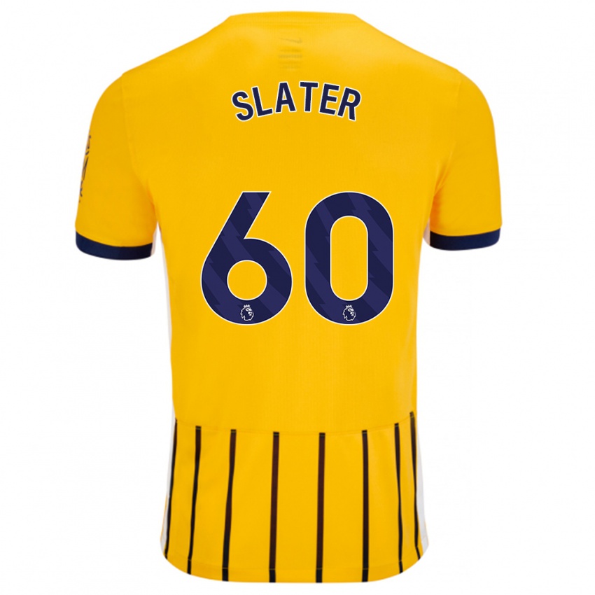 Niño Camiseta Jacob Slater #60 Dorado Azul Rayas 2ª Equipación 2024/25 La Camisa