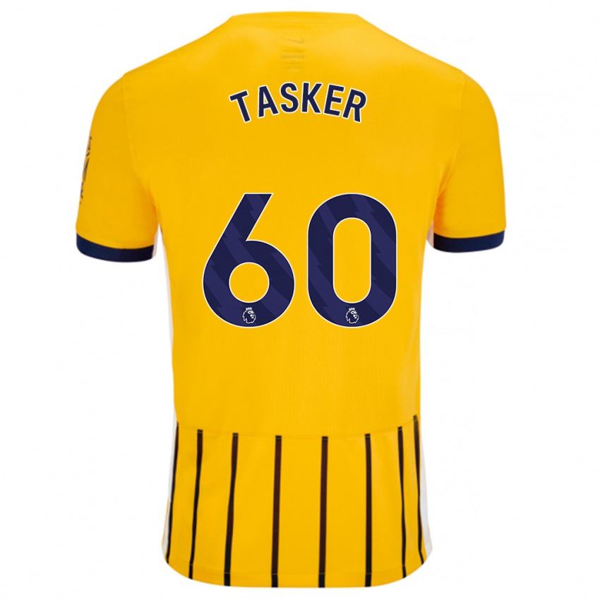 Niño Camiseta Charlie Tasker #60 Dorado Azul Rayas 2ª Equipación 2024/25 La Camisa