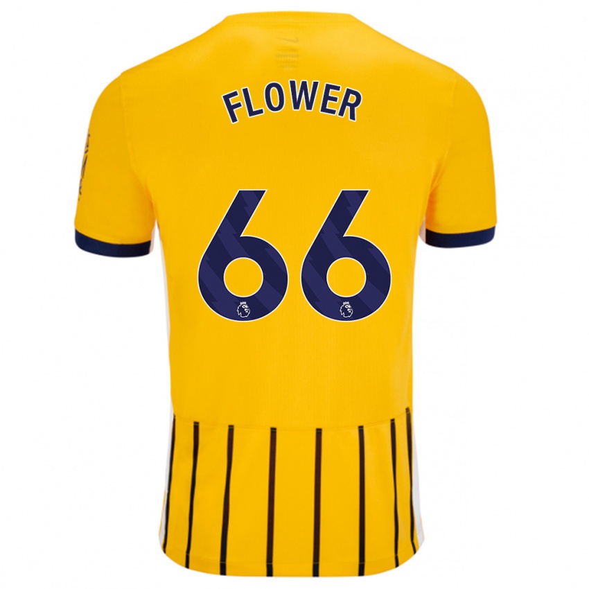 Niño Camiseta Louis Flower #66 Dorado Azul Rayas 2ª Equipación 2024/25 La Camisa