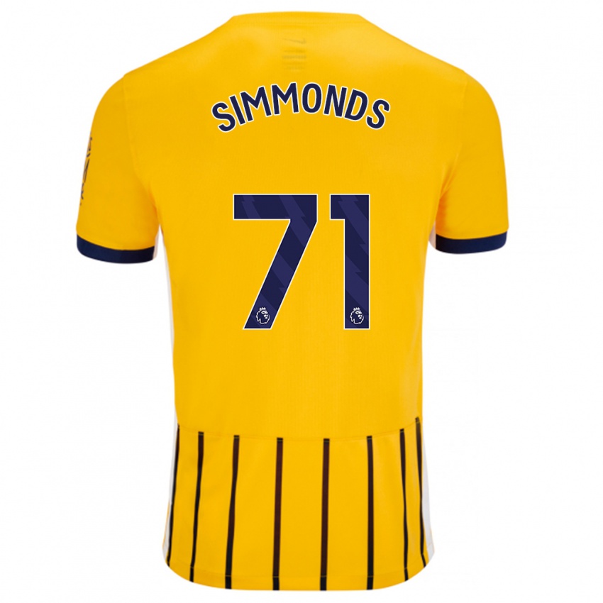 Niño Camiseta Freddie Simmonds #71 Dorado Azul Rayas 2ª Equipación 2024/25 La Camisa