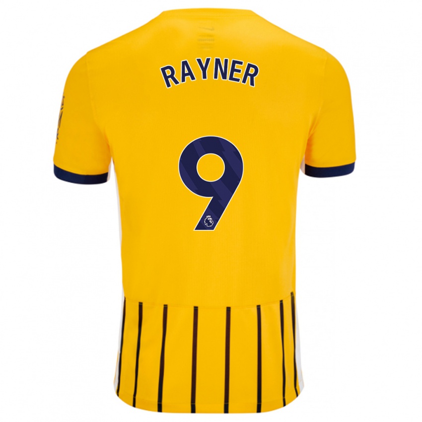 Niño Camiseta Rebecca Rayner #9 Dorado Azul Rayas 2ª Equipación 2024/25 La Camisa