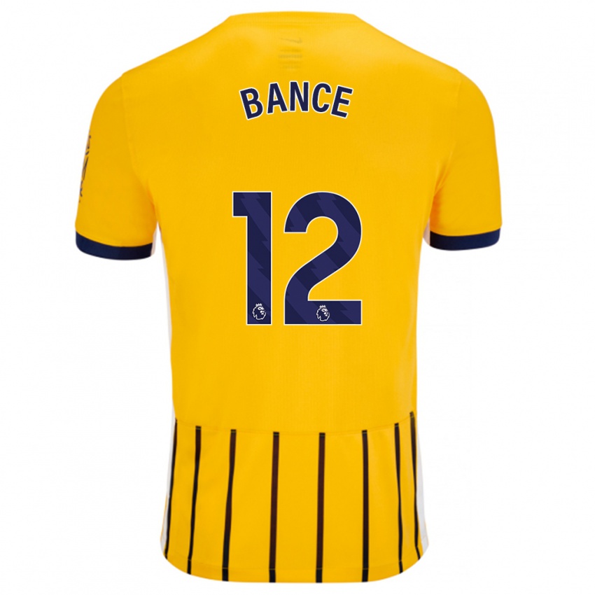 Niño Camiseta Libby Bance #12 Dorado Azul Rayas 2ª Equipación 2024/25 La Camisa