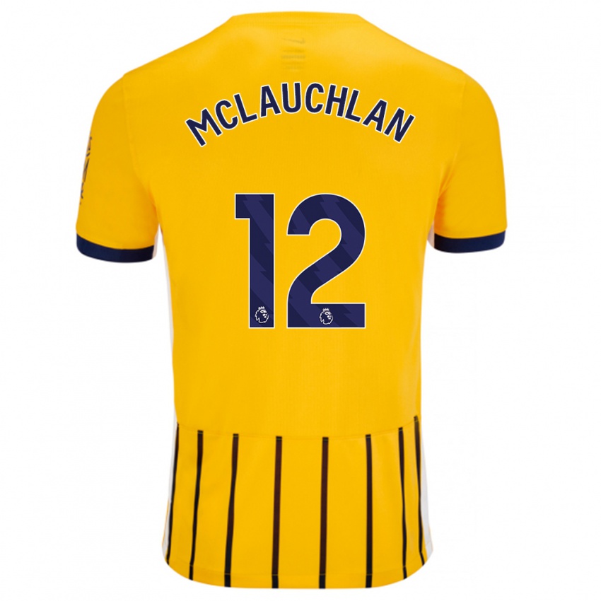 Niño Camiseta Rachel Mclauchlan #12 Dorado Azul Rayas 2ª Equipación 2024/25 La Camisa