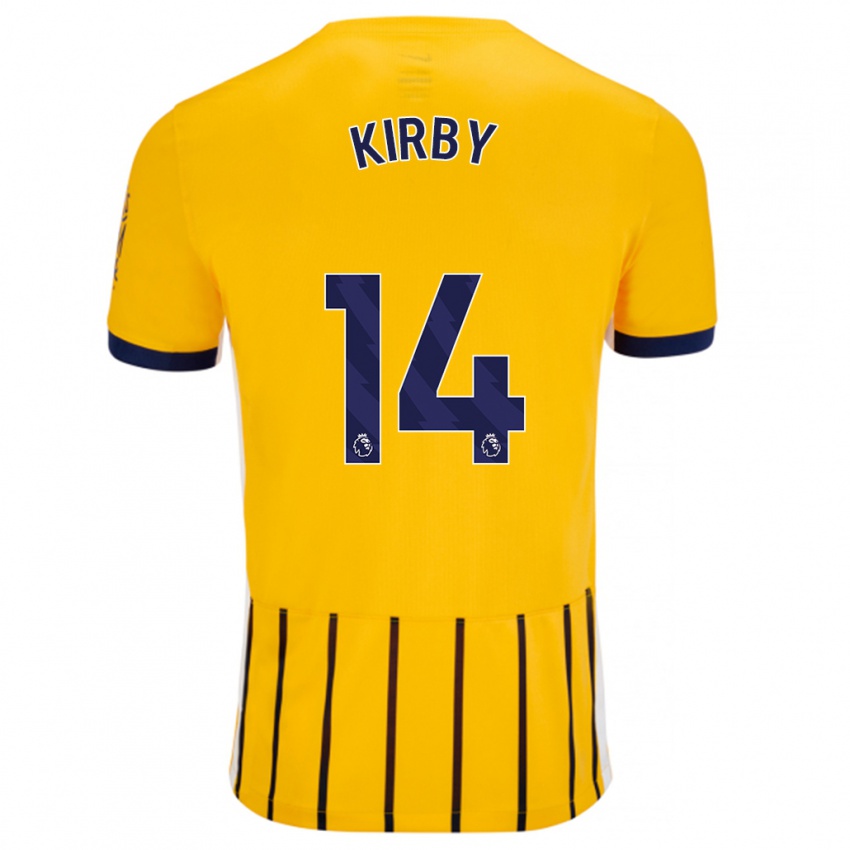 Niño Camiseta Fran Kirby #14 Dorado Azul Rayas 2ª Equipación 2024/25 La Camisa