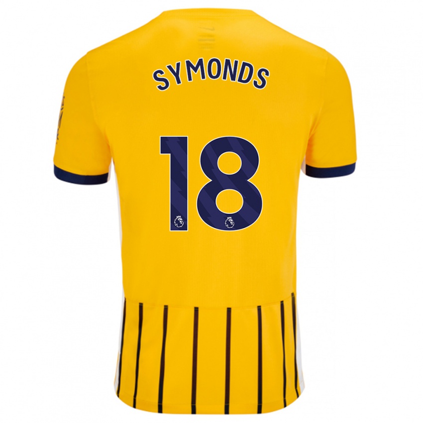 Niño Camiseta Maisie Symonds #18 Dorado Azul Rayas 2ª Equipación 2024/25 La Camisa