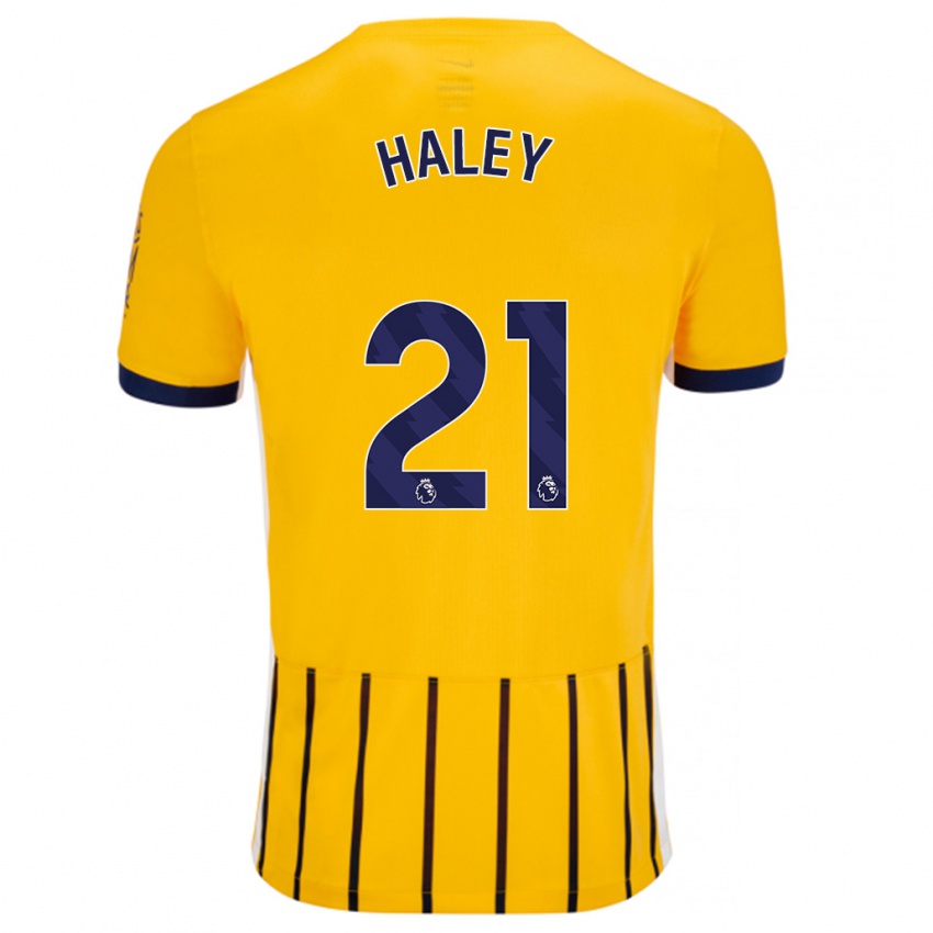 Niño Camiseta Madison Haley #21 Dorado Azul Rayas 2ª Equipación 2024/25 La Camisa