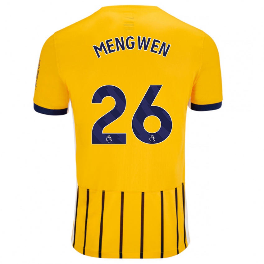 Niño Camiseta Li Mengwen #26 Dorado Azul Rayas 2ª Equipación 2024/25 La Camisa