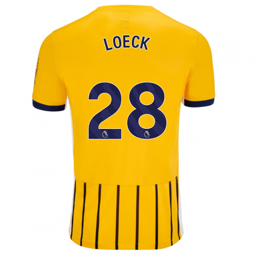 Niño Camiseta Melina Loeck #28 Dorado Azul Rayas 2ª Equipación 2024/25 La Camisa