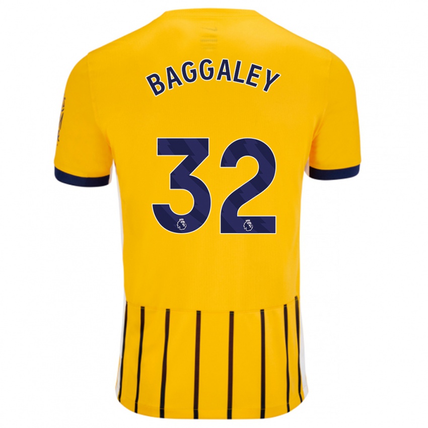 Niño Camiseta Sophie Baggaley #32 Dorado Azul Rayas 2ª Equipación 2024/25 La Camisa