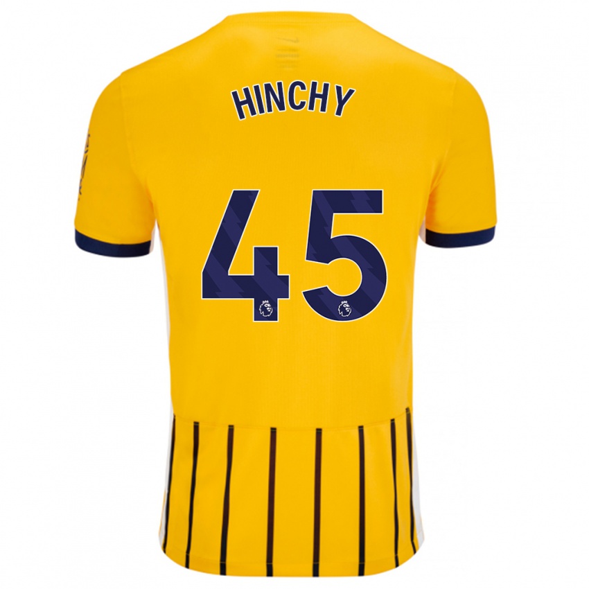 Niño Camiseta Jack Hinchy #45 Dorado Azul Rayas 2ª Equipación 2024/25 La Camisa