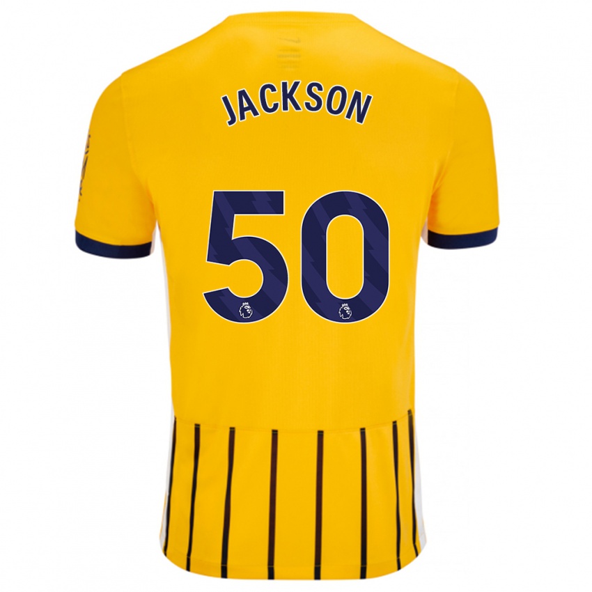 Niño Camiseta Ben Jackson #50 Dorado Azul Rayas 2ª Equipación 2024/25 La Camisa