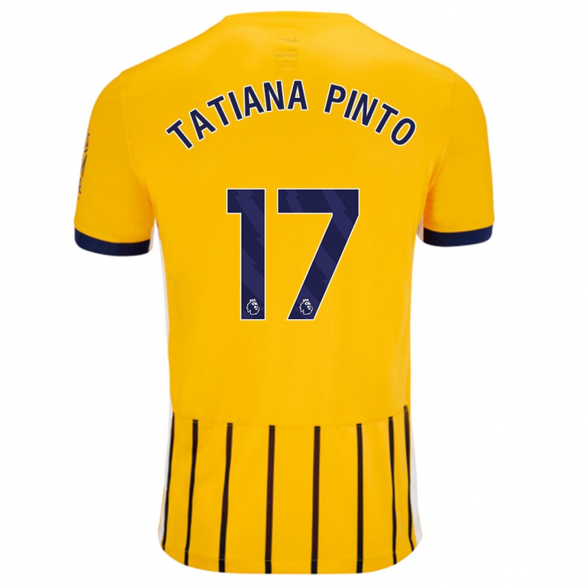 Niño Camiseta Tatiana Vanessa Ferreira Pinto #17 Dorado Azul Rayas 2ª Equipación 2024/25 La Camisa