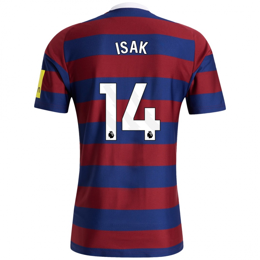 Niño Camiseta Alexander Isak #14 Burdeos Azul Marino 2ª Equipación 2024/25 La Camisa