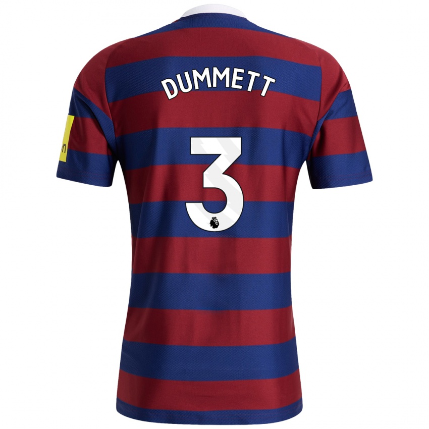 Niño Camiseta Paul Dummett #3 Burdeos Azul Marino 2ª Equipación 2024/25 La Camisa