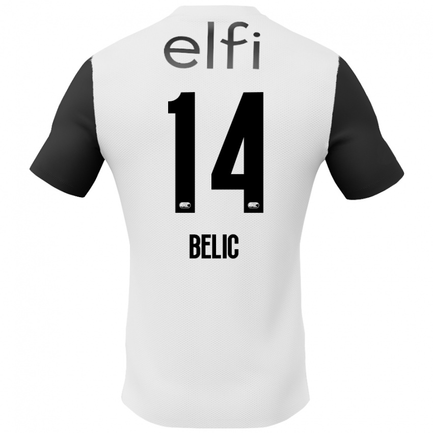 Niño Camiseta Kristijan Belic #14 Blanco Negro 2ª Equipación 2024/25 La Camisa