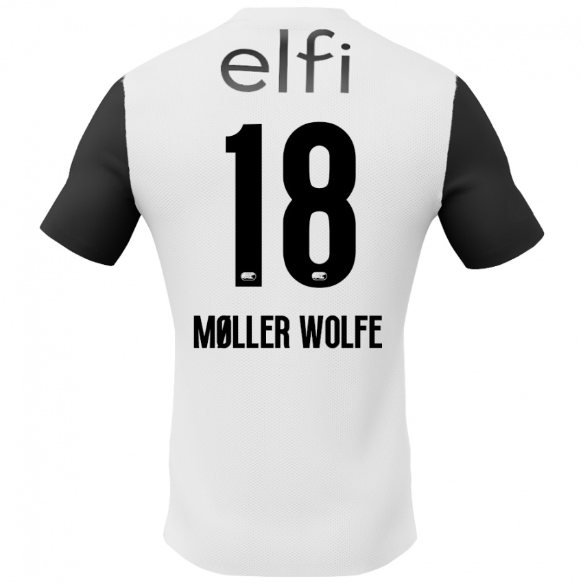 Niño Camiseta David Møller Wolfe #18 Blanco Negro 2ª Equipación 2024/25 La Camisa