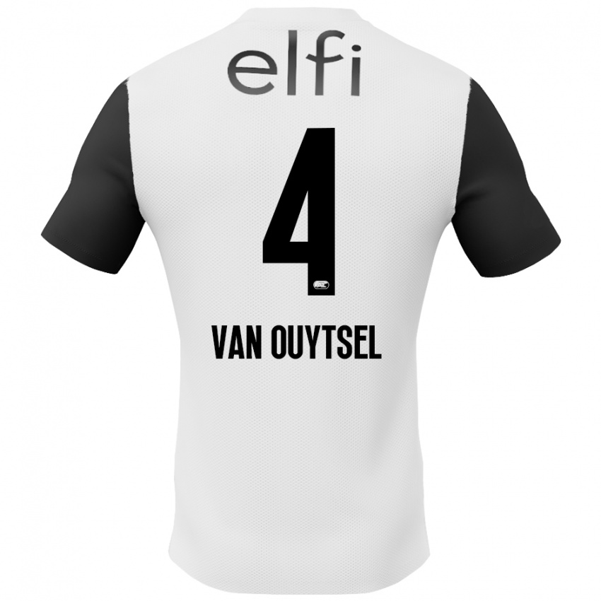 Niño Camiseta Kevin Van Ouytsel #4 Blanco Negro 2ª Equipación 2024/25 La Camisa