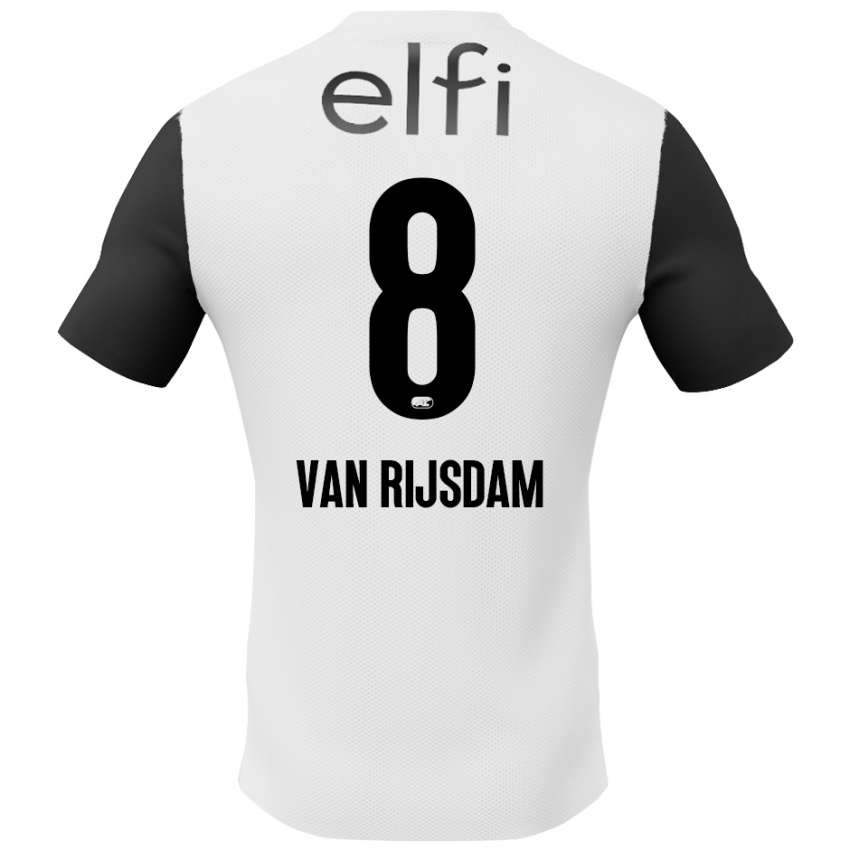 Niño Camiseta Julian Van Rijsdam #8 Blanco Negro 2ª Equipación 2024/25 La Camisa