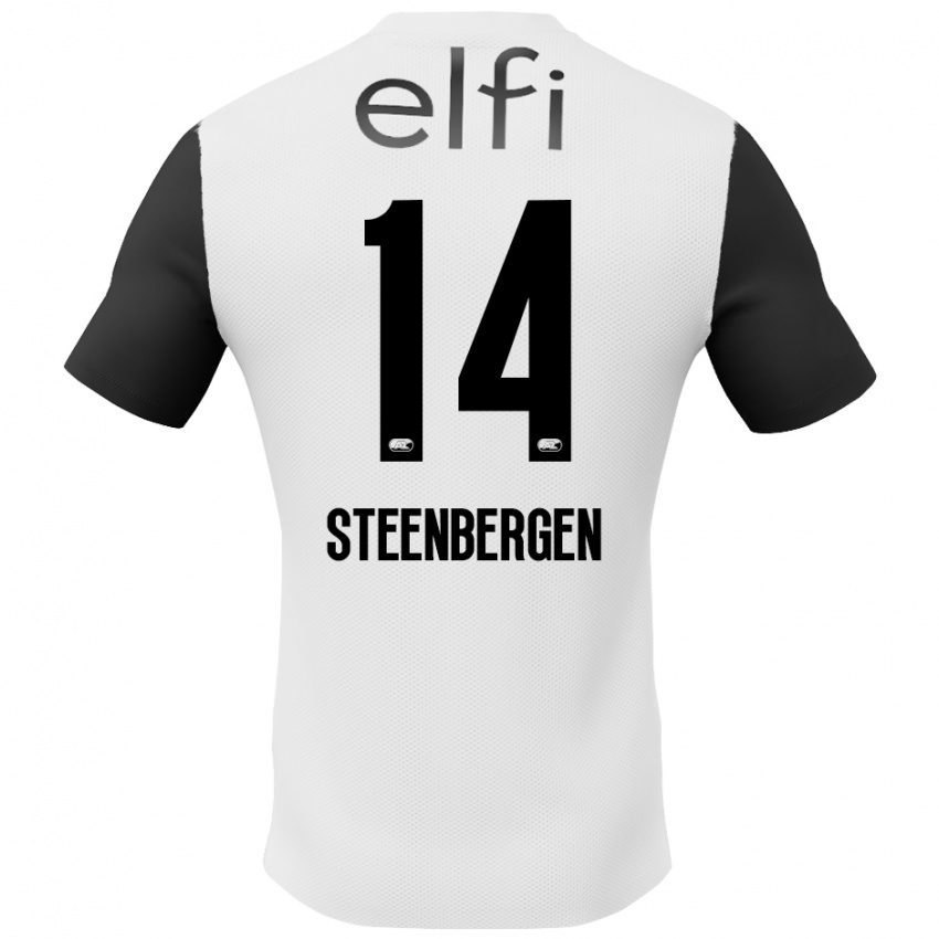 Niño Camiseta Thom Steenbergen #14 Blanco Negro 2ª Equipación 2024/25 La Camisa