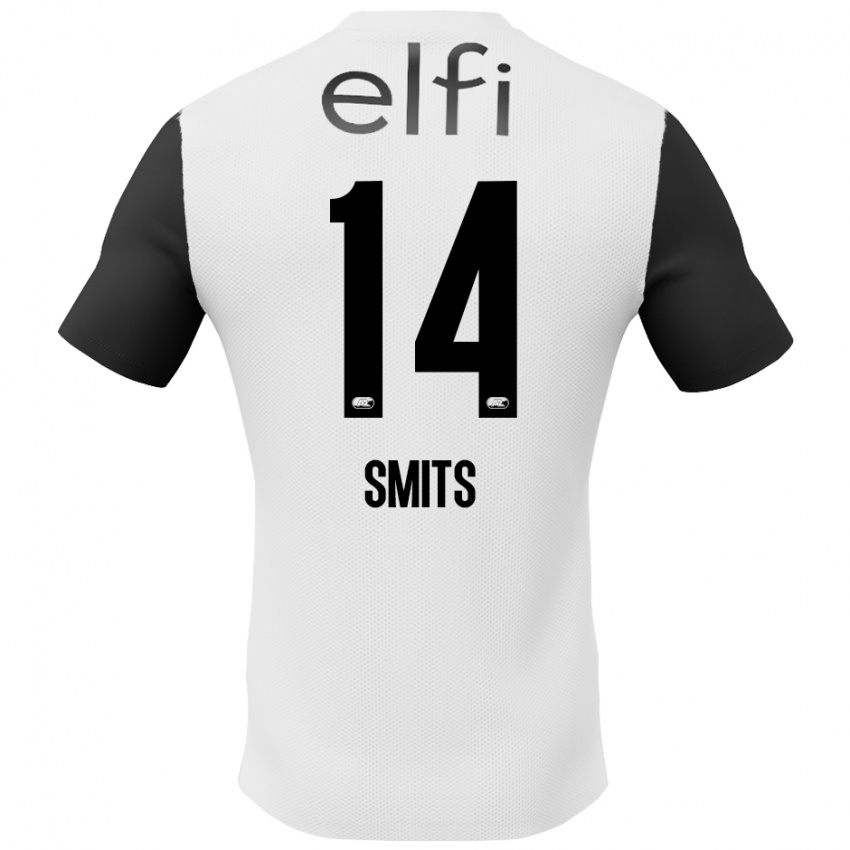 Niño Camiseta Anthony Smits #14 Blanco Negro 2ª Equipación 2024/25 La Camisa