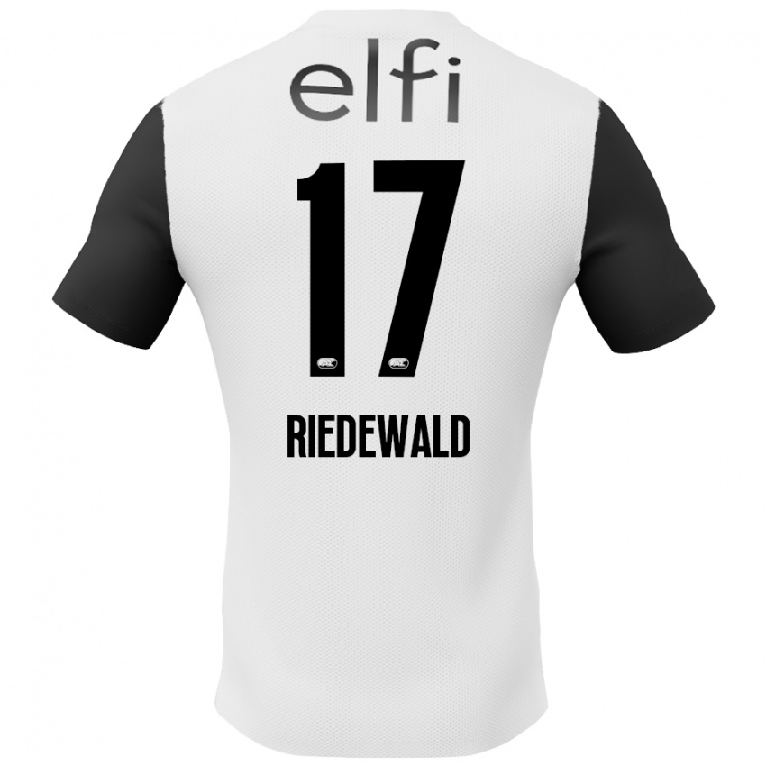 Niño Camiseta Kenzo Riedewald #17 Blanco Negro 2ª Equipación 2024/25 La Camisa