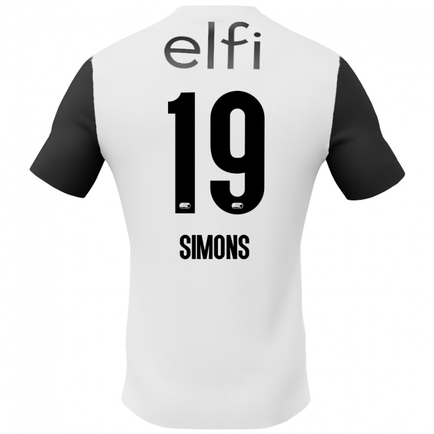 Niño Camiseta Saviola Simons #19 Blanco Negro 2ª Equipación 2024/25 La Camisa