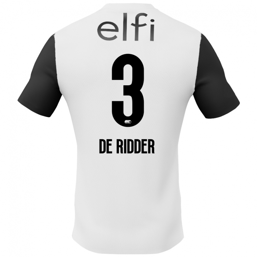 Niño Camiseta Djoeke De Ridder #3 Blanco Negro 2ª Equipación 2024/25 La Camisa