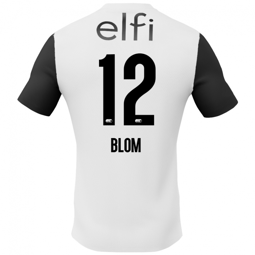 Niño Camiseta Robin Blom #12 Blanco Negro 2ª Equipación 2024/25 La Camisa